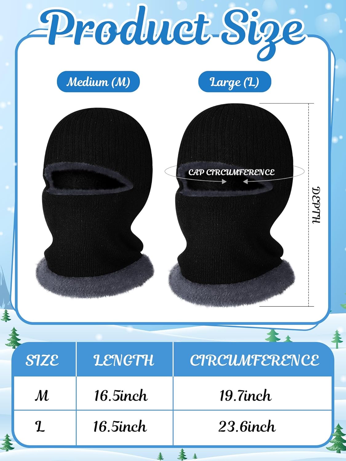 Bencailor 6 Pieces Winter Balaclava Ski Mask Warm Knitted Thermal Fleece Face Mask for Women Men Outdoor Sports Cold Weather