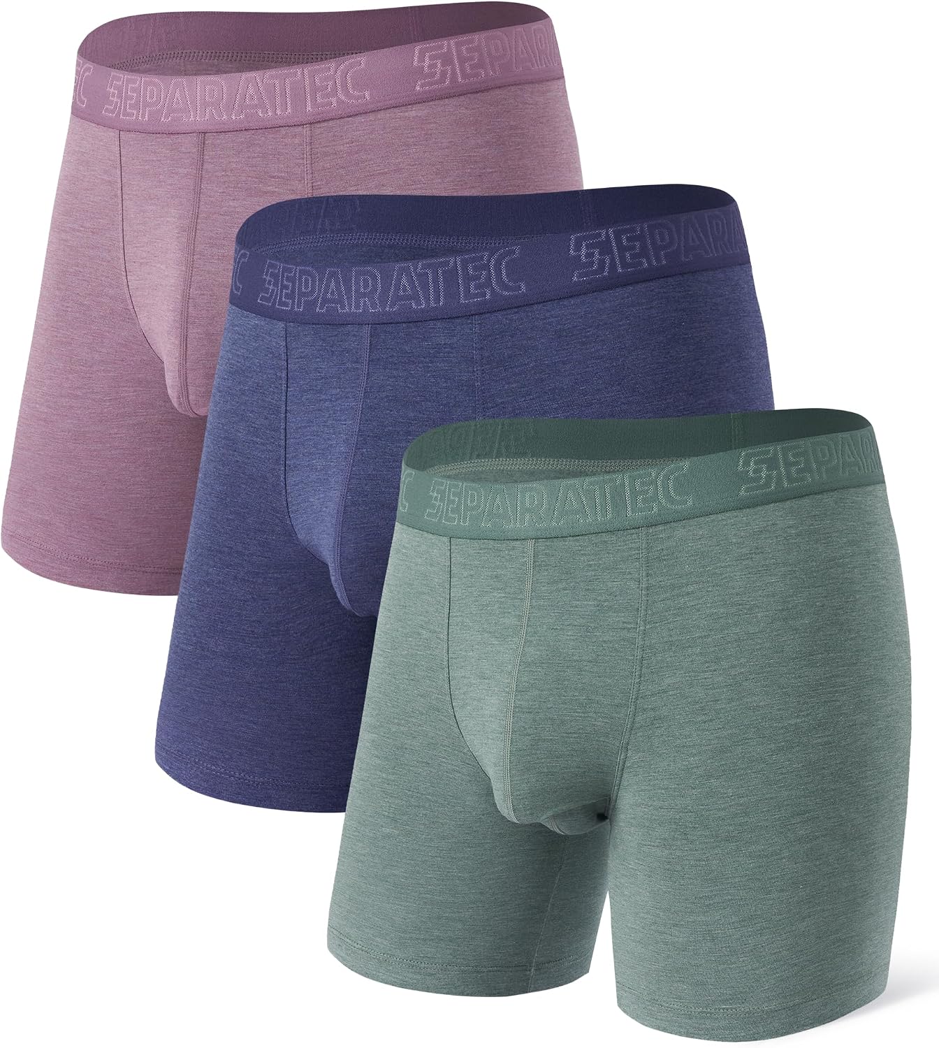 Separatec Men's Boxer Briefs,Soft and Breathable Rayon Made from Bamboo Boxer Brief with Ball Pouch 3 Pack