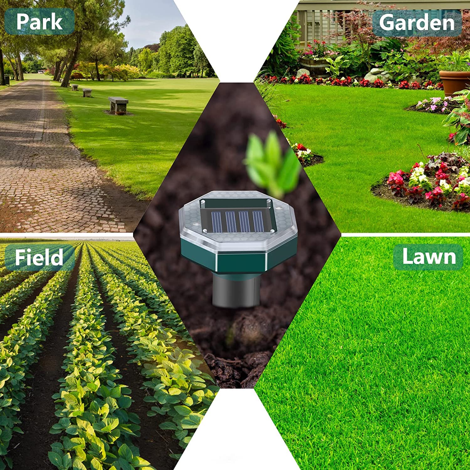 4X Ahuyentador de Topos ultrasonico,Solar Repelente de Ratones contra Topos, campañoles, Ratones, Hormigas y Serpientes,pto para Jardines, Campos, Cultivos