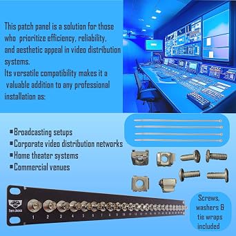 24 Port Rackmount BNC 75 Ohm Patch Panel By Tuff Jacks