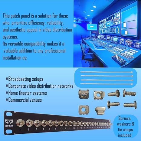 24 Port Rackmount BNC 75 Ohm Patch Panel By Tuff Jacks