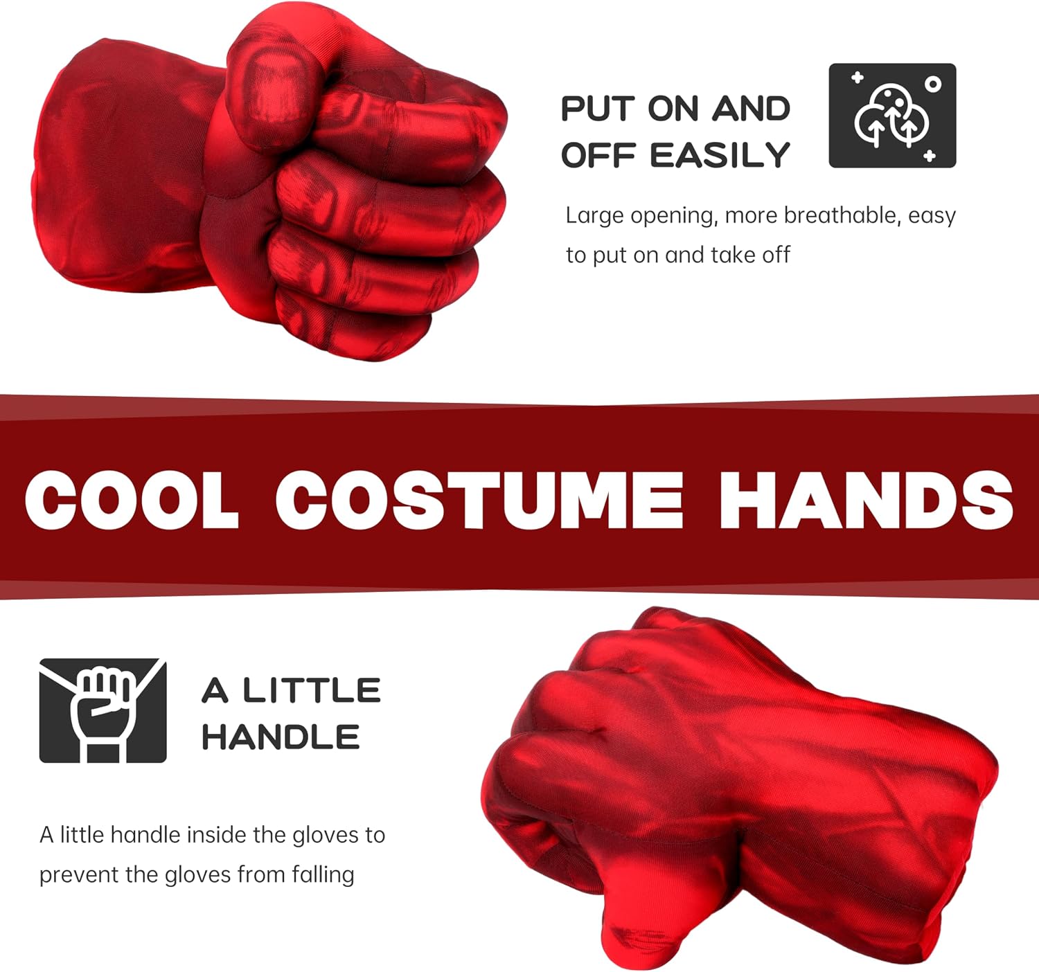 Superhero Plush Gloves Soft Smash Hero Punch Gloves for Kids & Adults – Safe, Padded Design Inspires Creative Role‑Play, Perfect for Costume, Party, Gift and Dress‑Up Fun（Red）
