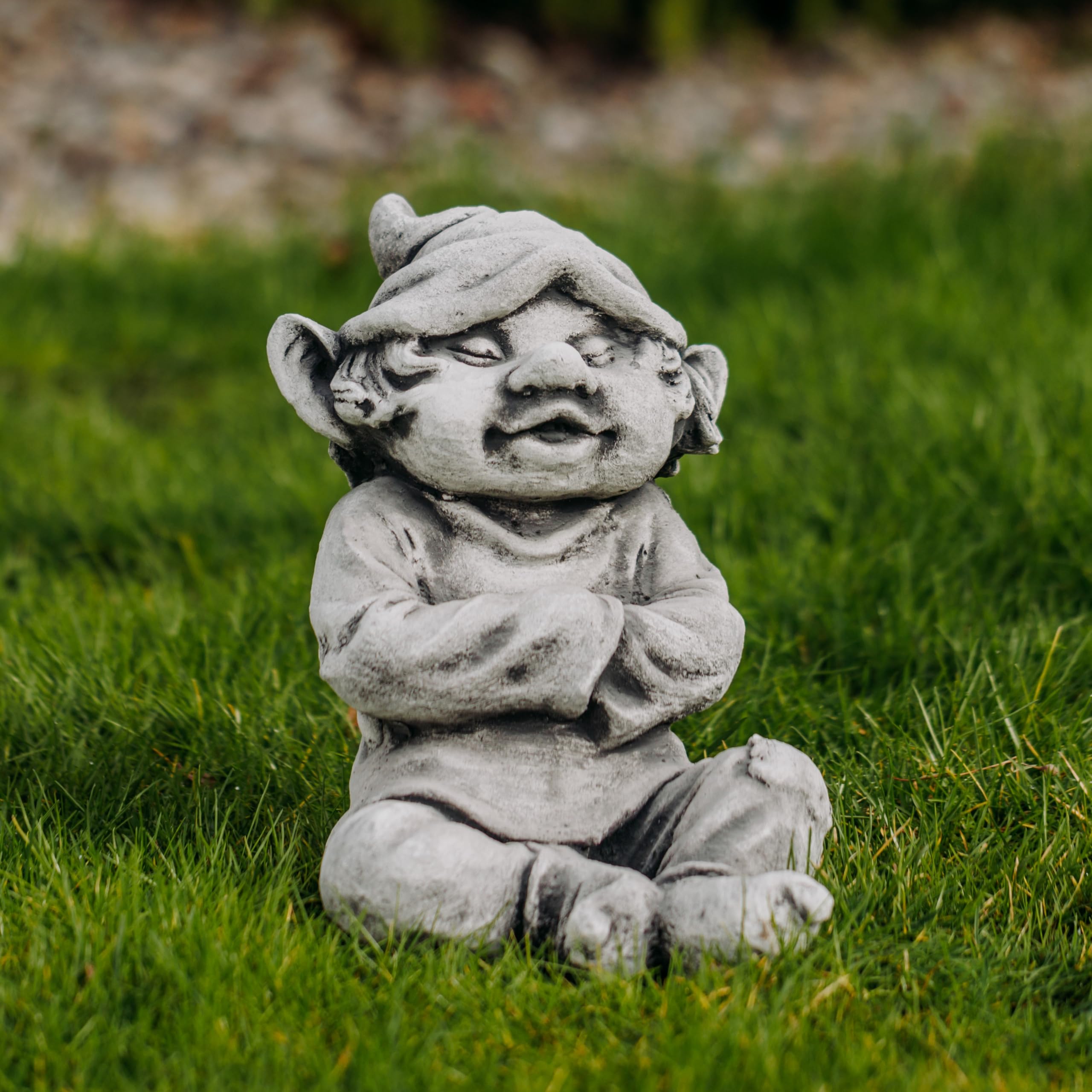 gartendekoparadies.de Figure de Pierre Massive GNOME Amusant « J’AI Froid »Troll Lutin en Pierre reconstituée, résistant au Gel