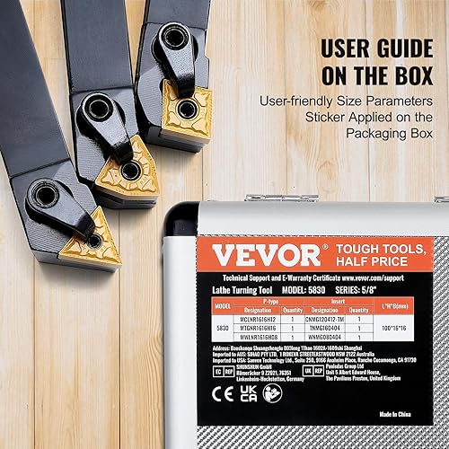 Miniatura 4 de VEVOR 3 piezas de soporte de herramientas de torneado de torno indexable, 58 pulgadas, herramientas de corte de torno de metal de alta resistencia