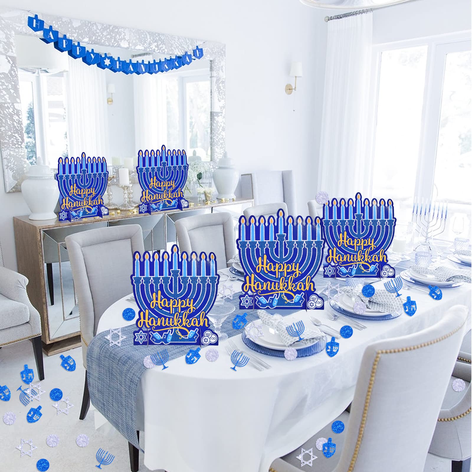 50 étoiles à Six Branches Dorées - Décorations De Table Pour Hanoucca - Tissu Non Tissé à Paillettes