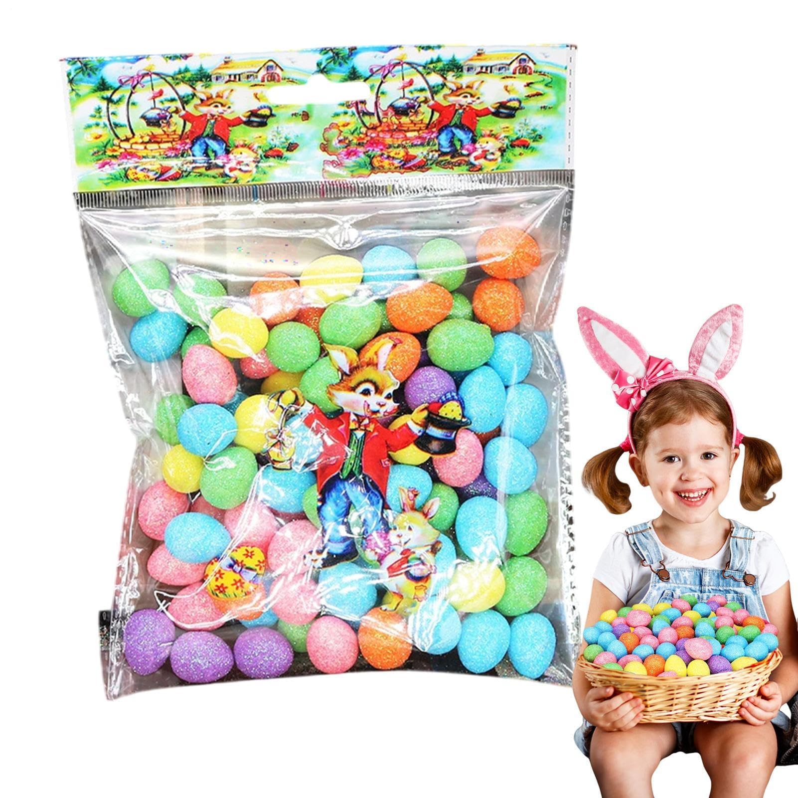 Muiltvoe Colorful Foam Easter Egg Pack, Glitter Party Décor, Decorative Easter Eggs, Basket Stuffers, Festival, Celebration, Home, Café, School, Spring Holiday