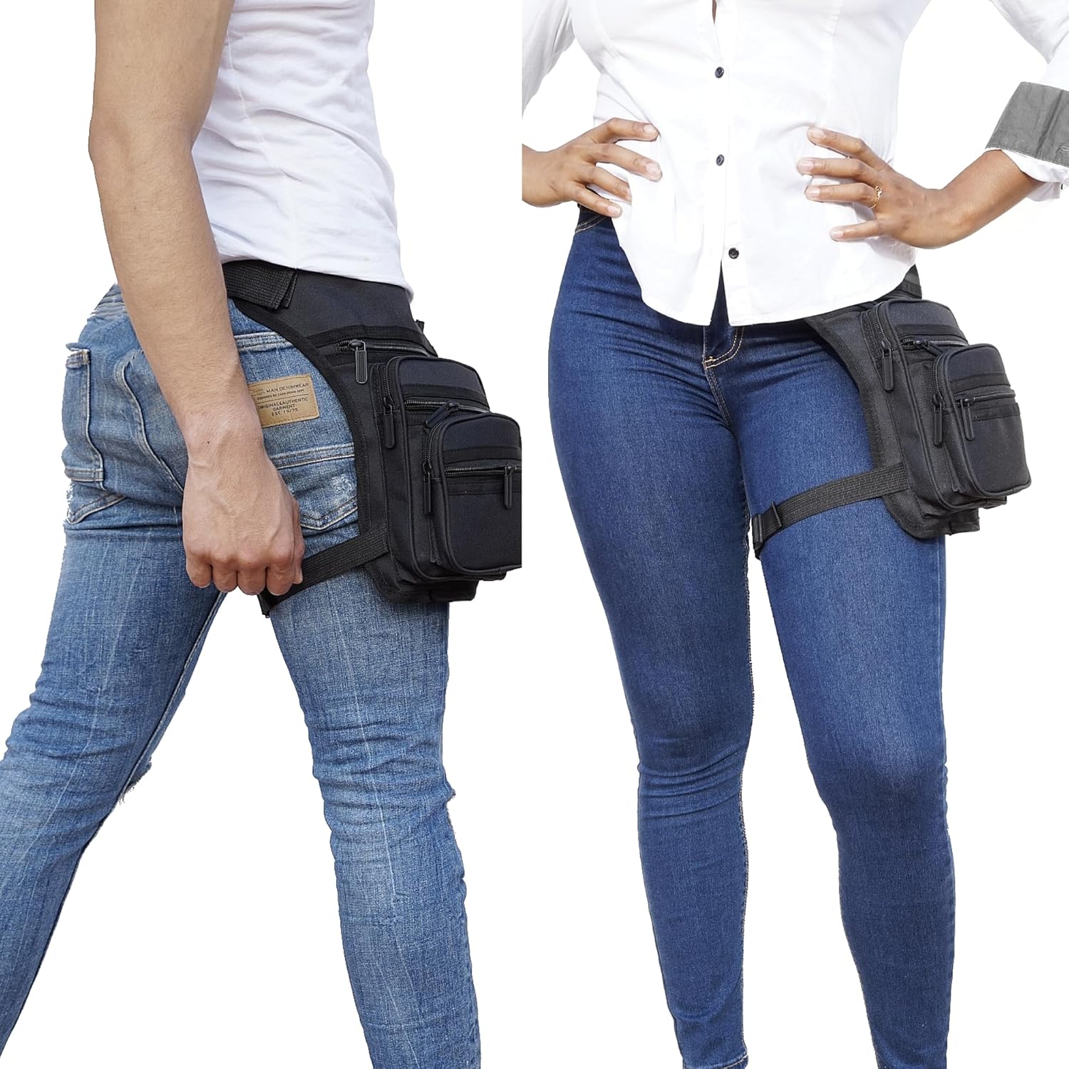 HAND-PRO Leg Bag Motorcycle Thigh Bag, Black, Standard, 5 Pockets, Water Resistant, Nylon, 135cm Strap, Zipper Closure, Men's & Women's - Image 5