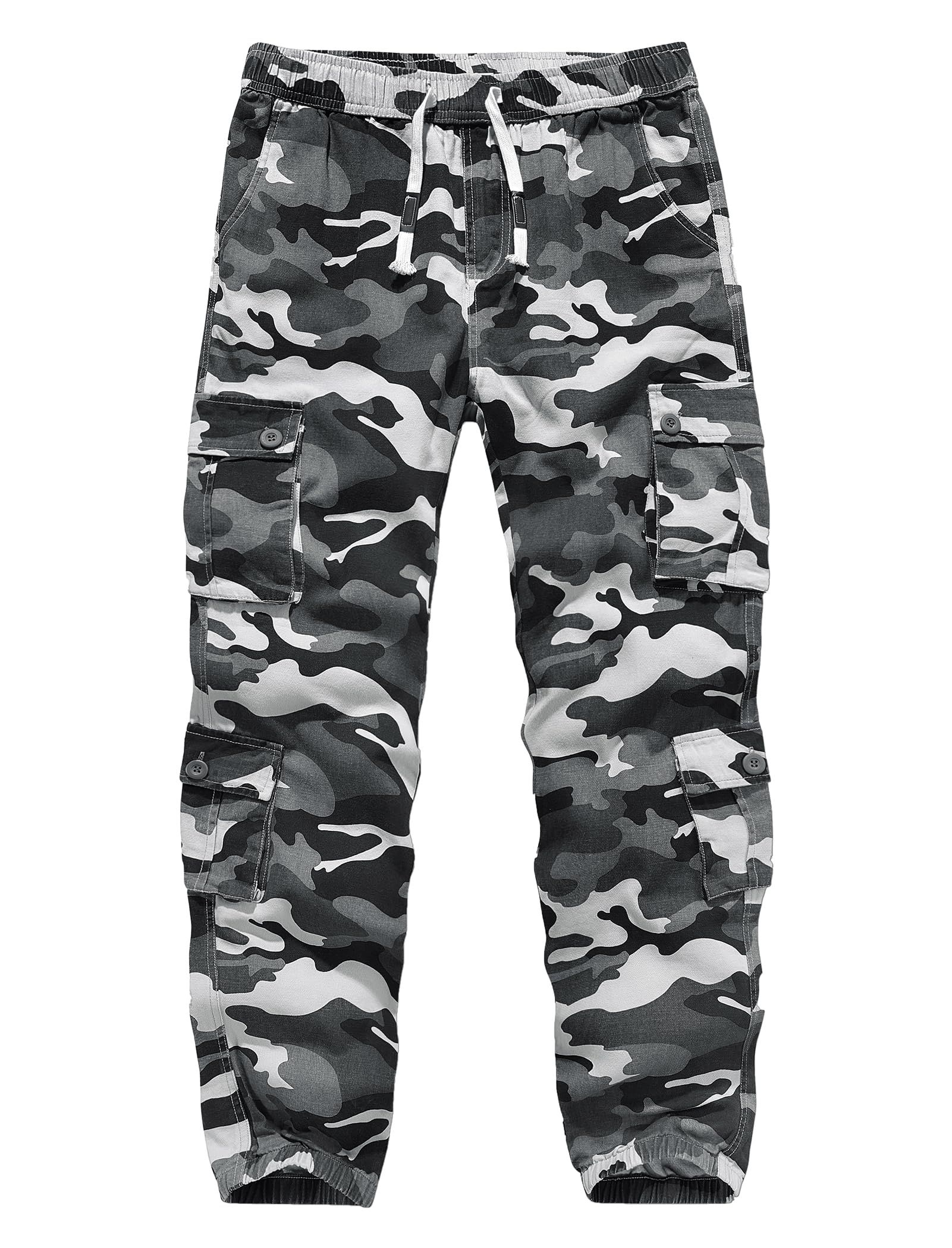 APTRO Herren Cargo Hose Camouflage Freizeithose Elastische Taille Arbeitshose Lange Baumwolle Jogginghose mit 8 Tachen LT23