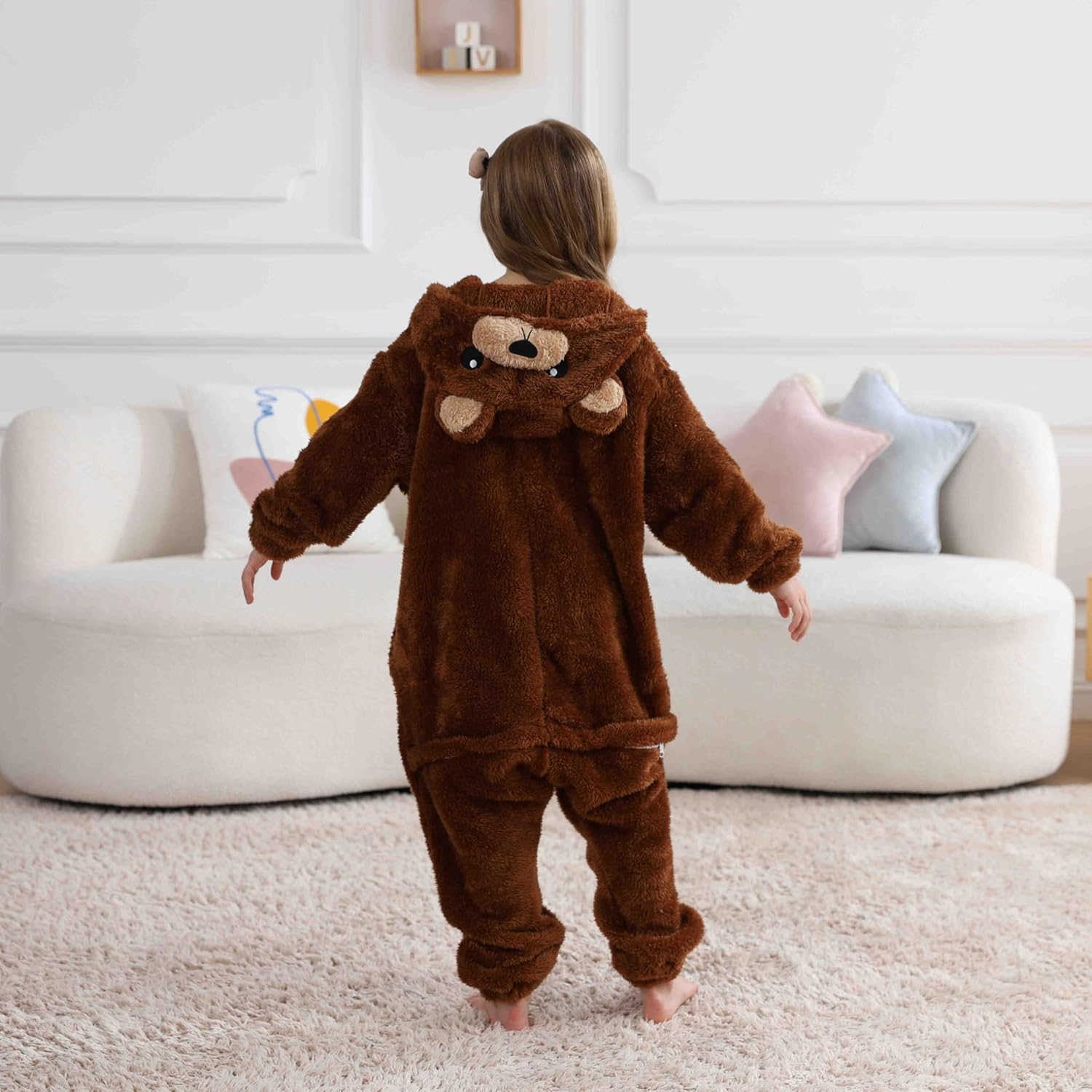SimZoo Kids Animal Pajamas, Boy Girls Bear Cosplay Costume Sleepwear, One-Piece Unisex Homewear 4-13Y - Image 7