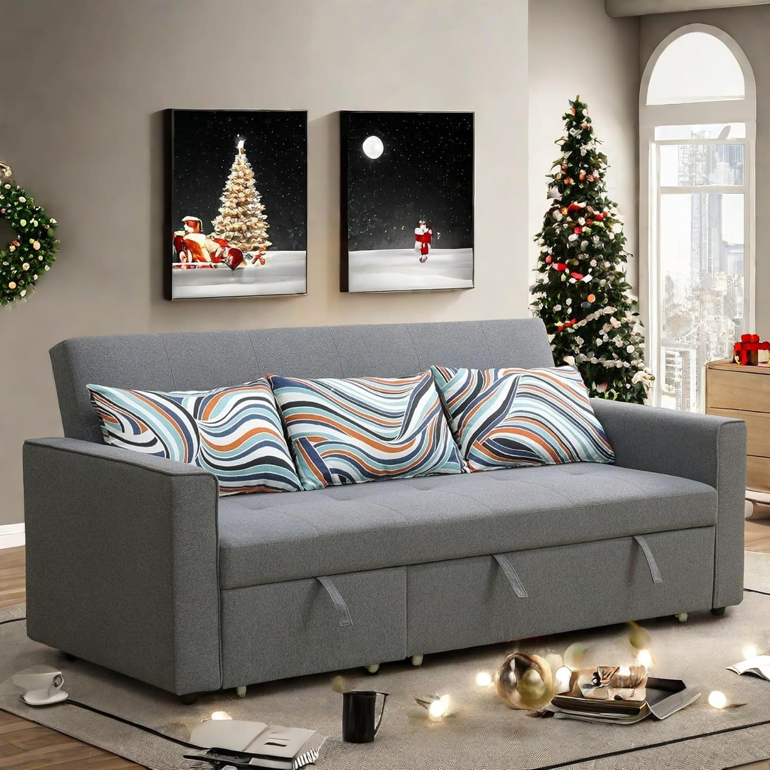 ChicFurnit Sleeper Sofa, L Shaped Sofa Bed with Pull Out