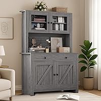 IDEALHOUSE 63" Grey Kitchen Pantry Cabinet with Drawers, Adjustable Shelves, Microwave Stand & Hutch Storage