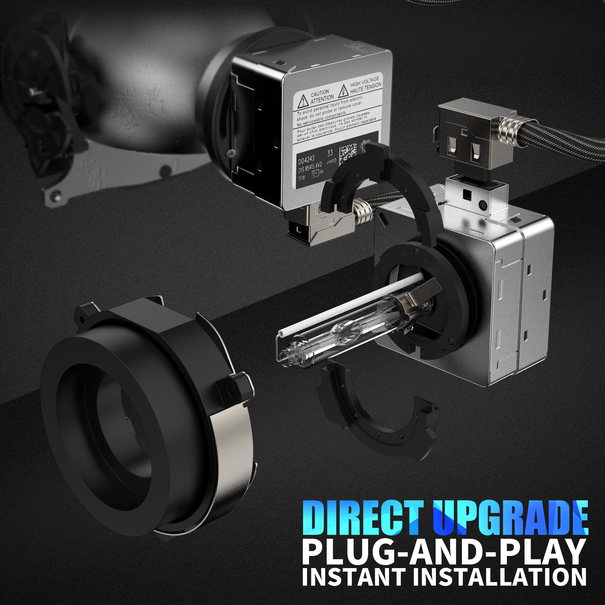 D1S Lampadine Xeno 4500LM, BEAMFLY Kit di Conversione per Fari HID Auto, Luce Abbagliante o Anabbagliante, 6000K Luci Bianca Forte Fredda