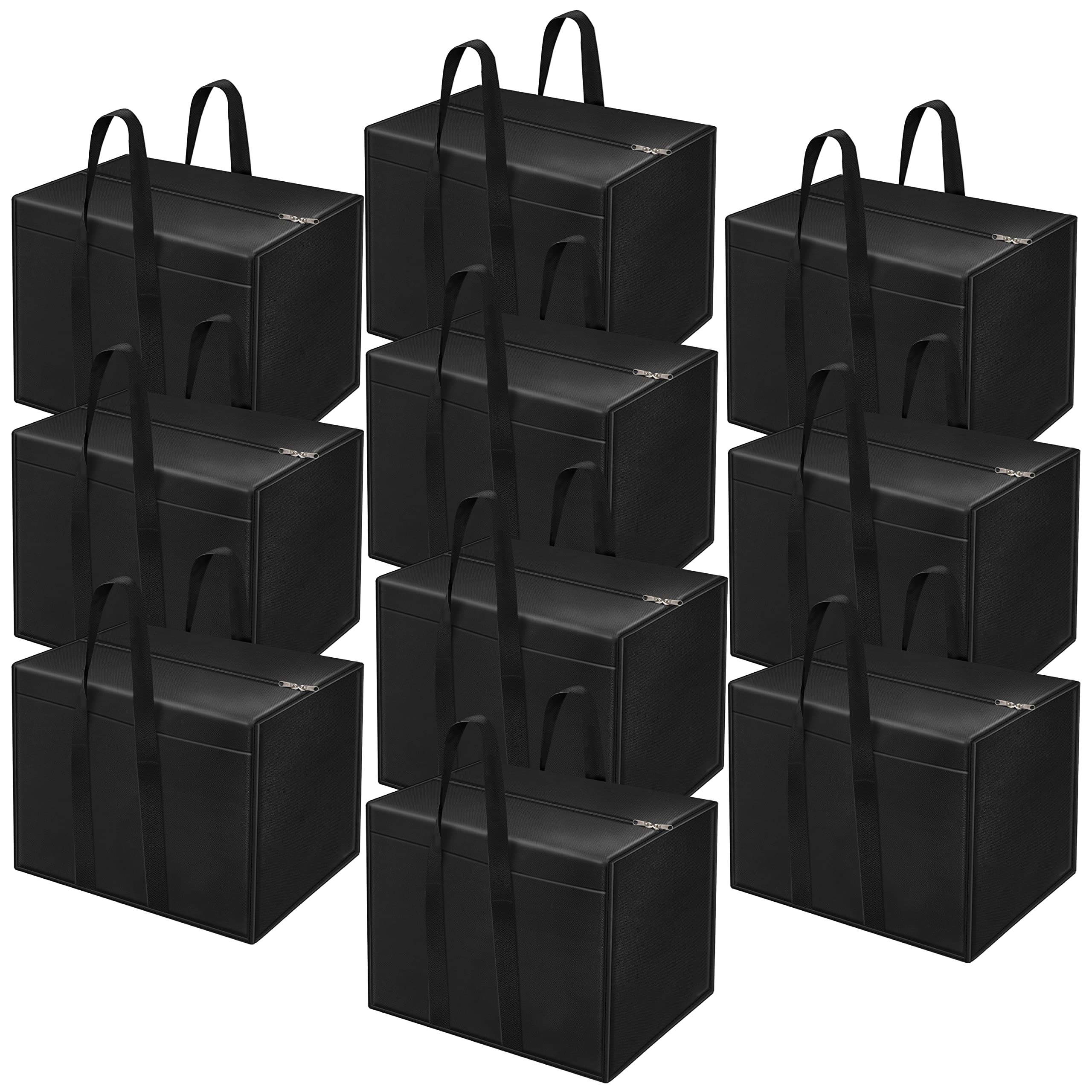 Storite10 Pack Nylon Multi-Purpose Nylon Storage Bag/Clothing Storage Organiser/Toy Storage Bag/Stationery Paper Storage Bag -(Black, 57x 36.5X 40.5 cm)