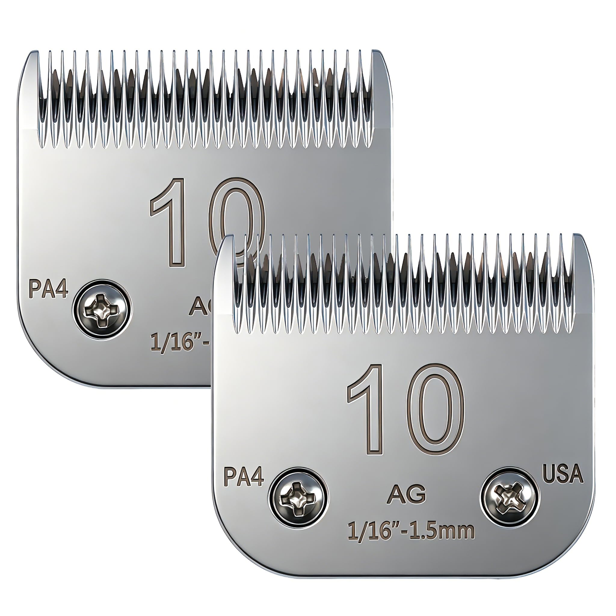 Paquete de 2 cuchillas profesionales para cortar perros, 10# 1.6 mm con hoja desmontable compatible con Oster Andis Wahl Conair A5 Model Series, afiladas, dureza