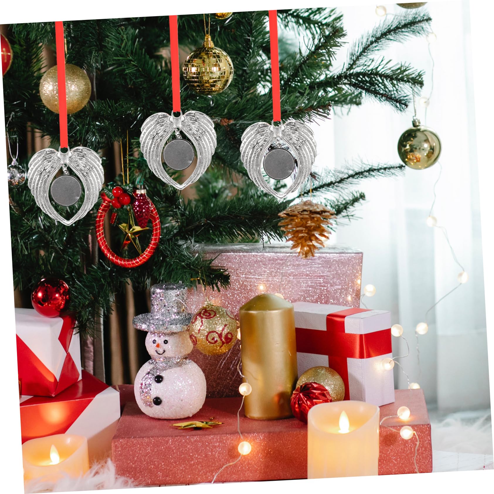 TOPBATHY 30 STK Engelsflügel Anhänger Weihnachtsfensteranhänger Urlaubsparty Liefert Gunst Weihnachtsbaumschmuck Zum Aufhängen Sublimation Personalisierter Anhänger Zinklegierung