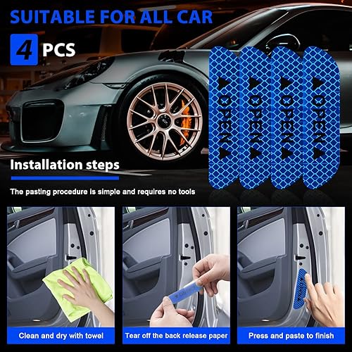 Miniatura 4 de 4 calcomanías reflectantes anticolisión para puerta de automóvil, cinta adhesiva de advertencia de precaución de seguridad para automóvil, camión,