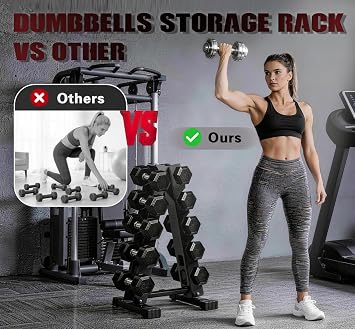 5 Tier Dumbbell Rack Weight Rack for Home Gym | 260 LBS Capacity, Steel A-Frame, Space Saving Folds Up Design, Rack Only No Dumbbells