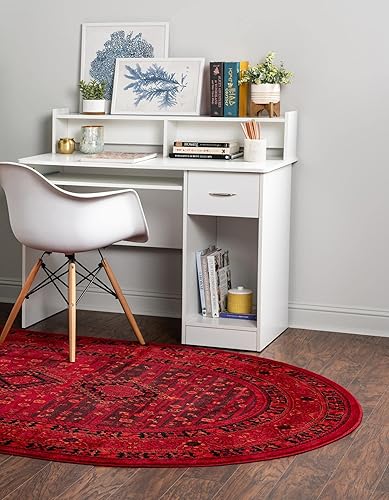 Miniatura 4 de Unique Loom Tekke Collection - Alfombra Sheibani (5 pies 3 pulgadas x 8 pies, ovalada, rojonegro)