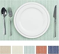 Vista 14 de AHHFSMEI Juego de 6 manteles individuales para mesa de comedor, manteles individuales de vinilo tejido de plástico, antideslizantes, aislamiento