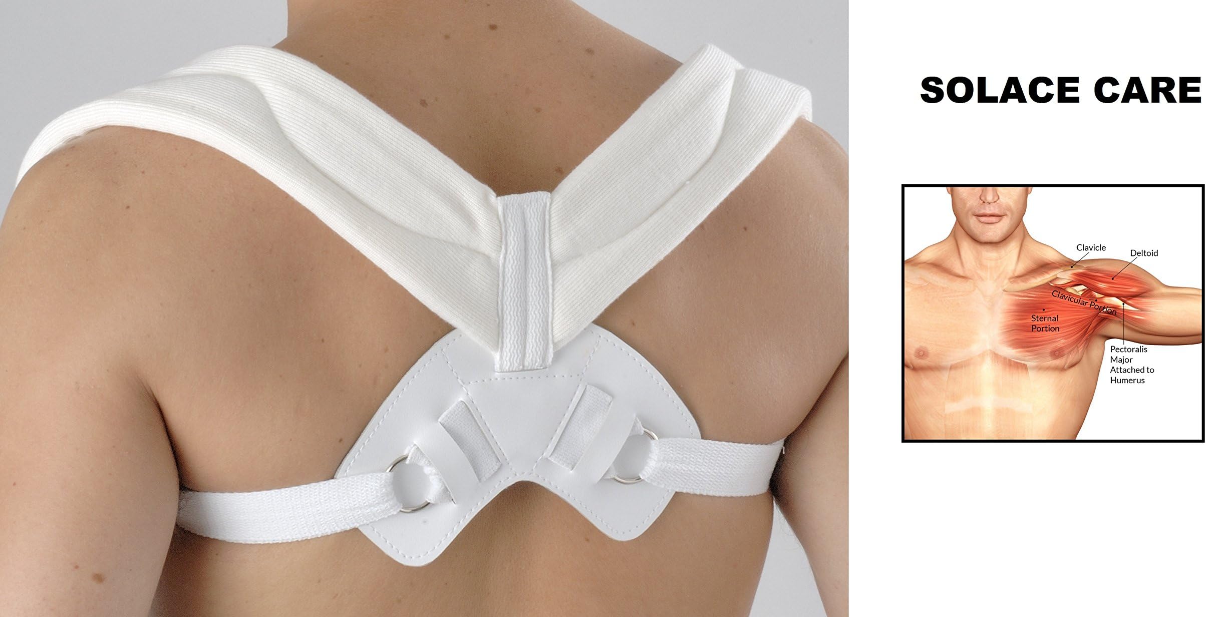 Adjustable Clavicle Posture Support Solace Care (L, White)