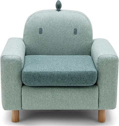 Costzon Sofá para niños, sofá de dibujos animados para niños con marco de madera, cojín grueso, sillón infantil para sala de juegos, guardería,