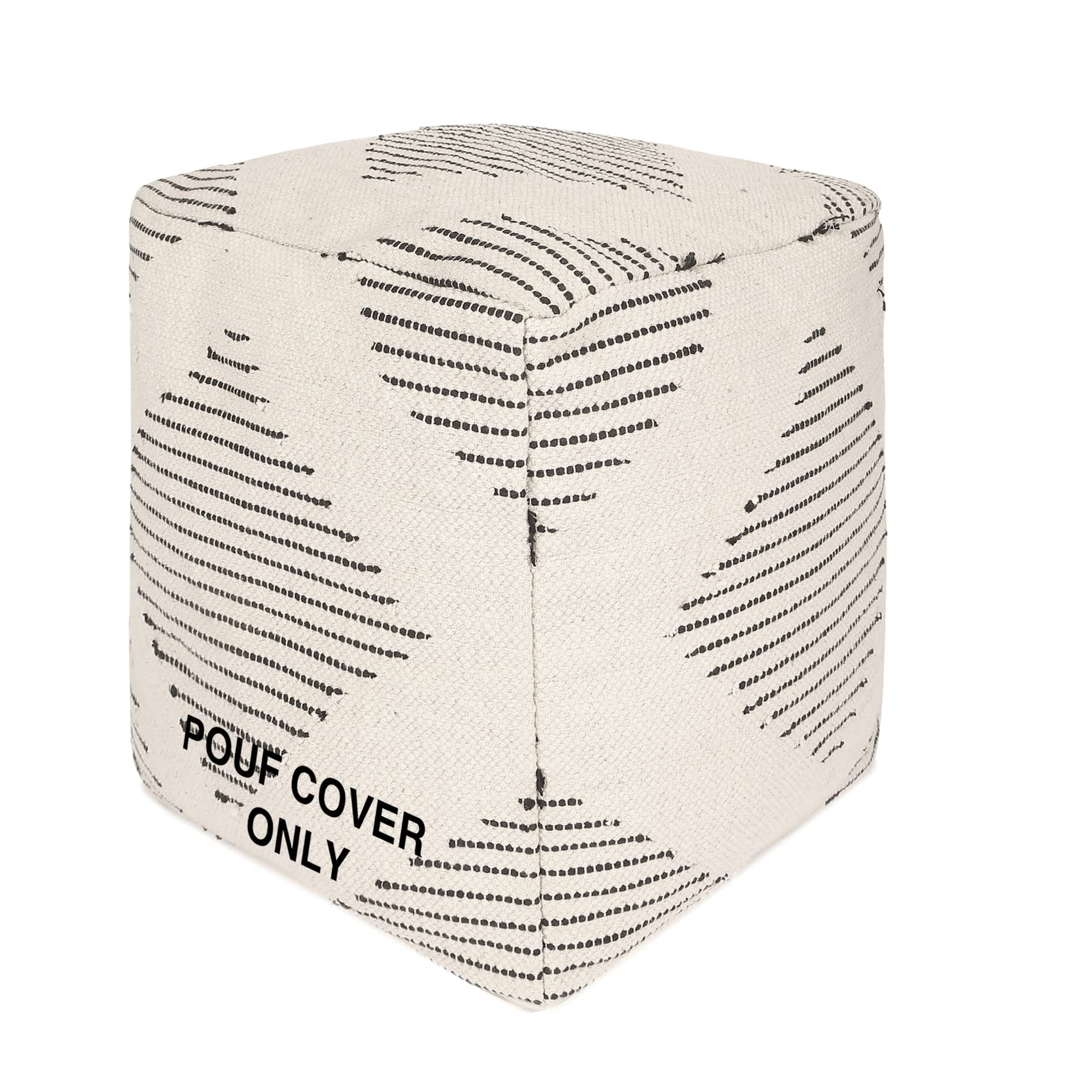 REDEARTH · UNSTUFFED Pouf Ottoman Cover Textured Boho Storage Square Home Decor Poof Pouffe Space Saver Footrest for Living Room, Bedroom, Nursery,