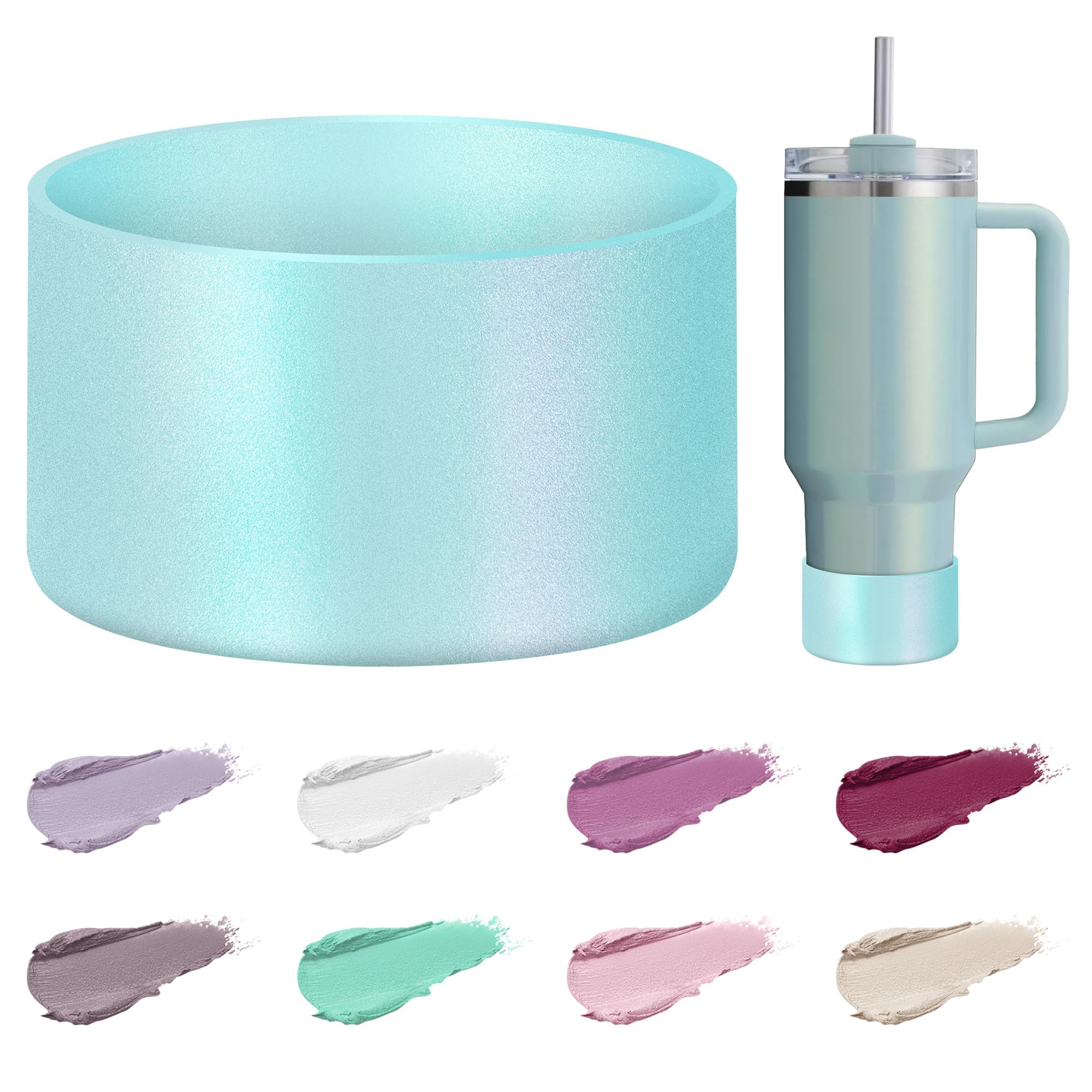 Mokoart Dreamy Gradient Silicone Boot Compatible with Stanley 40oz 30oz 20oz Tumbler and 12-24oz Water Bottles, Metallic Shimmer Boot Sleeve Bottom