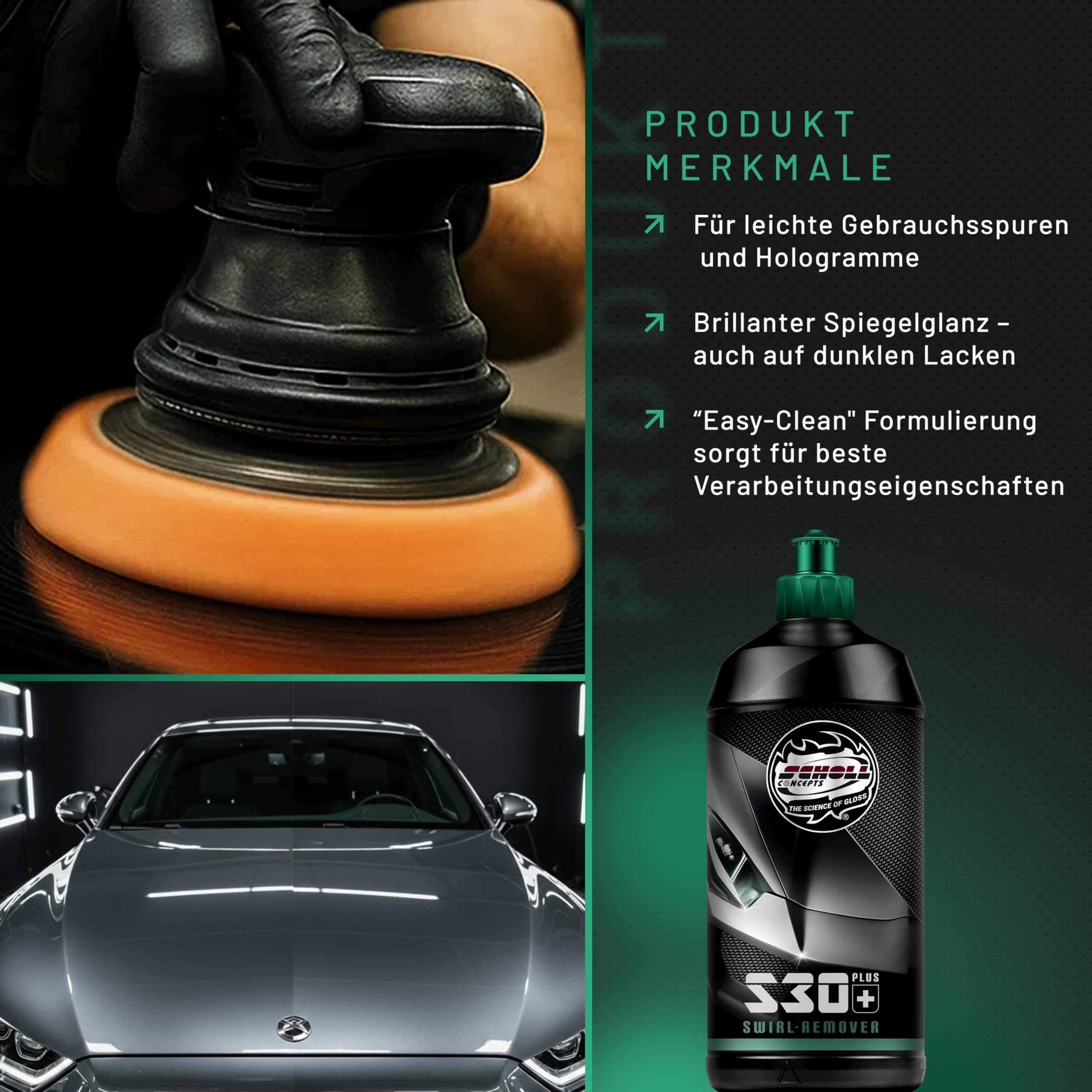 Polierpaste Auto S30+ Premium Swirl Remover 500g – Mikrofeine Finish-Politur für Lackierer und Detailer – entfernt Hologramme & leichte Kratzer – Made in Germany