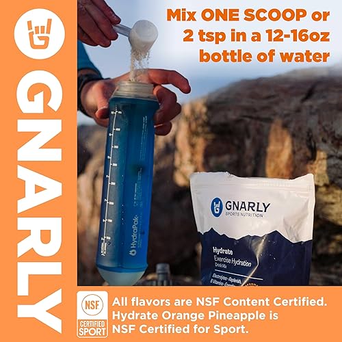 Miniatura 7 de Gnarly Nutrition Hydrate Electrolyte Powder  Mezcla de bebida hidratante para ejercicio de piña naranja  Certificado NSF Sport  Solución de