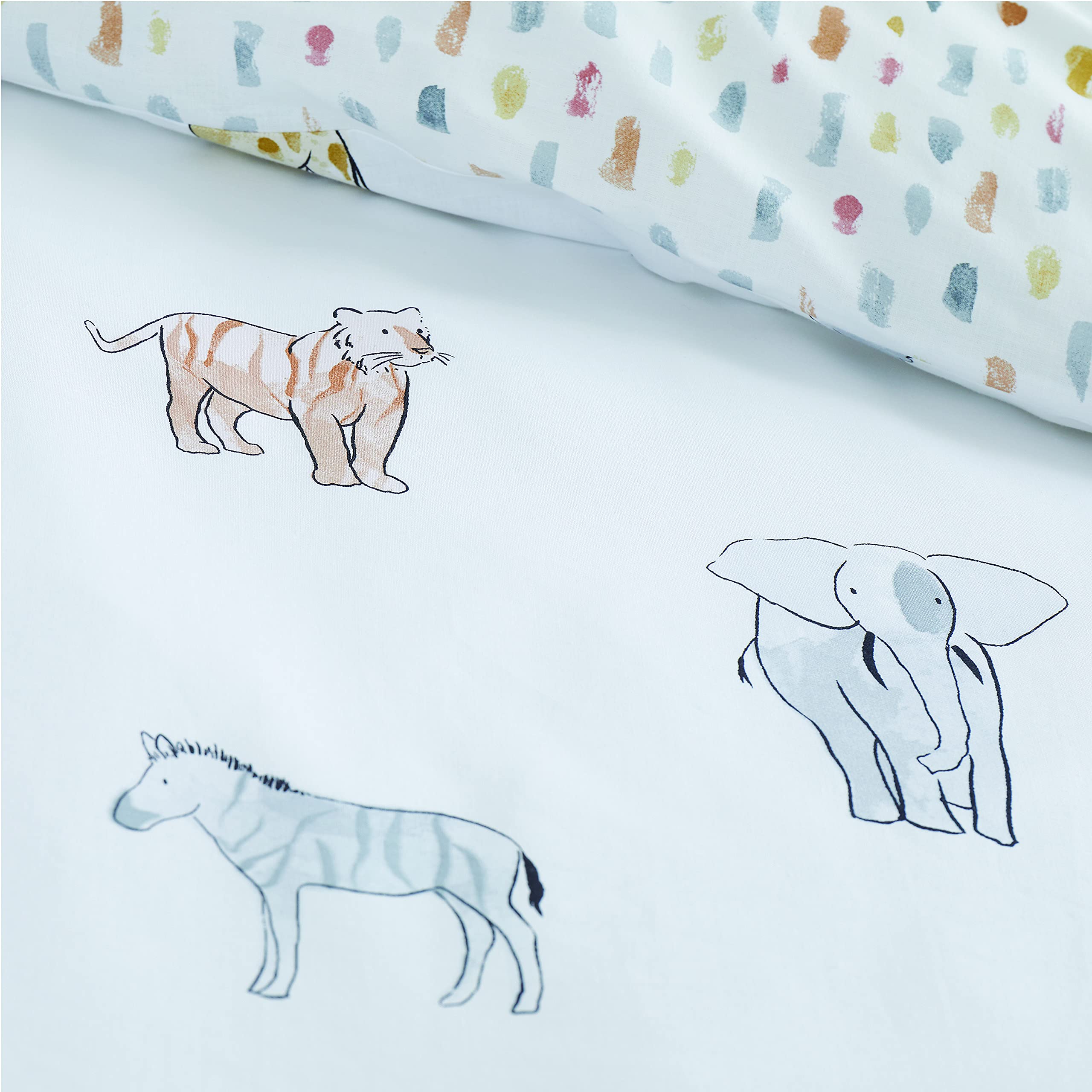 Bianca Zoo Animals Cotton Double Fitted Sheet White, Pastel - Image 3