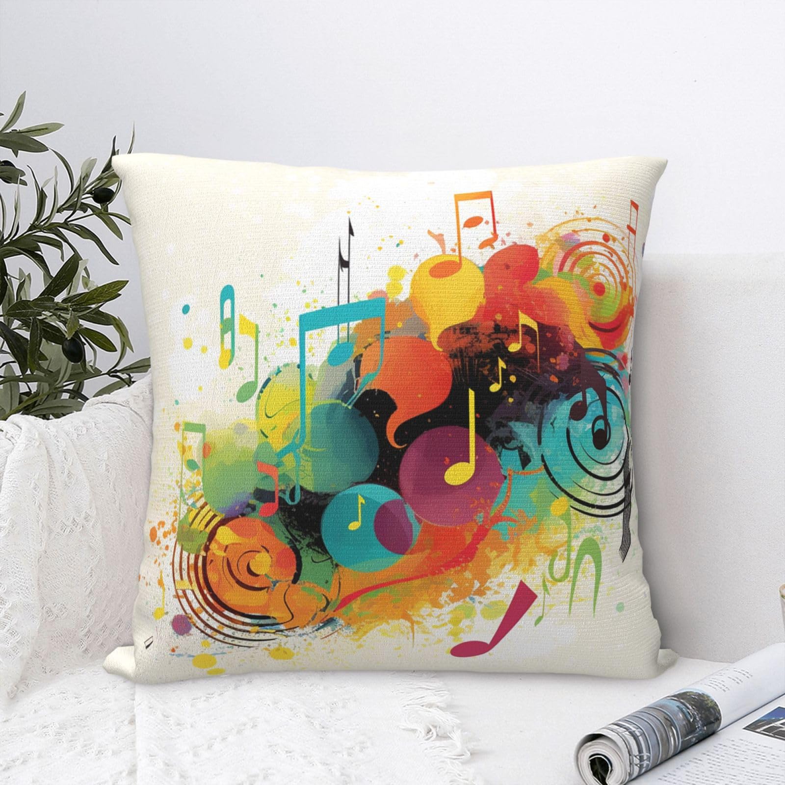 FodPand Luxury Velvet Throw Pillow Covers 18"x18" Super Soft Decorative Pillow Cases - Abstract Music Themed Pillowcases Modern Lumbar Cushion Cases for Couch Sofa Bed Pillow Shams