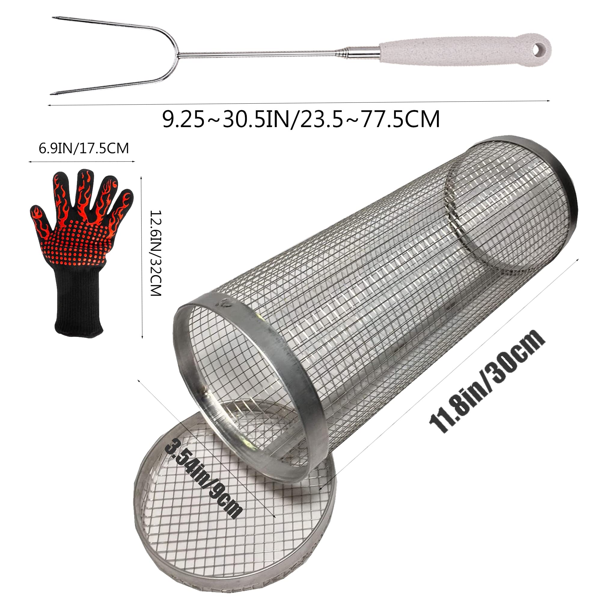 Cesta para asar con ruedas, rejilla portátil para barbacoa redonda para acampar al aire libre para verduras, papas fritas, pescado, accesorios versátiles para cocinar a la parrilla redonda (tamaño: