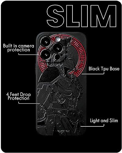 Miniatura 4 de SIMPLYMDRN Funda delgada compatible con iPhone 14 Pro brillante a prueba de golpes para hombres de 6.1 pulgadas 2022, negro (negro gladiador)
