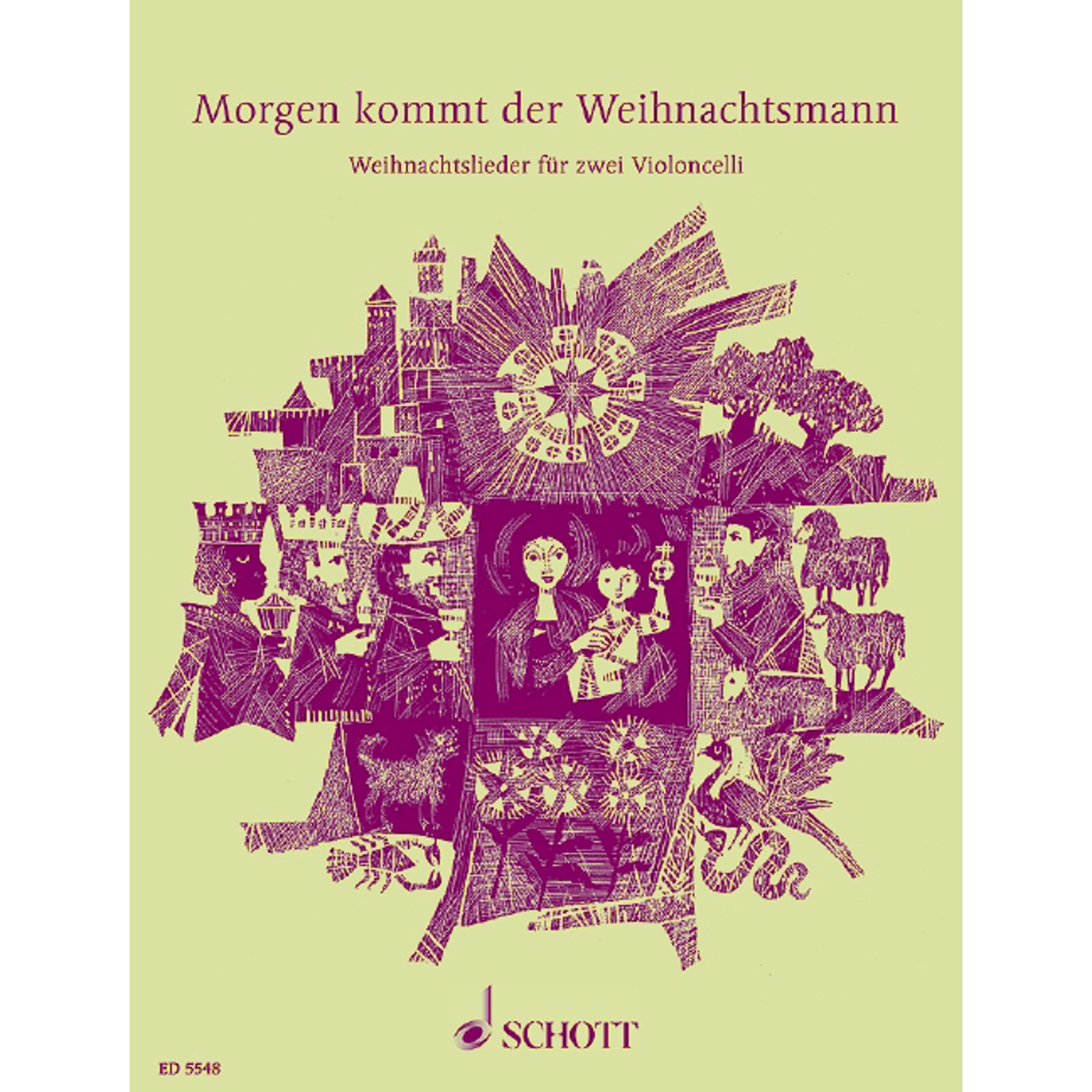 Weihnachtslieder Für Violine - Morgen Kommt Der Weihnachtsmann, Leichte Sätze Für 1-2 Violinen