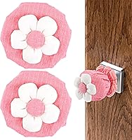 Vista 8 de Sliverdew 2 fundas para pomos de puerta, protector de pomo de puerta floral negro, suave y redondo, para puerta, reutilizable, con esponja, lavable