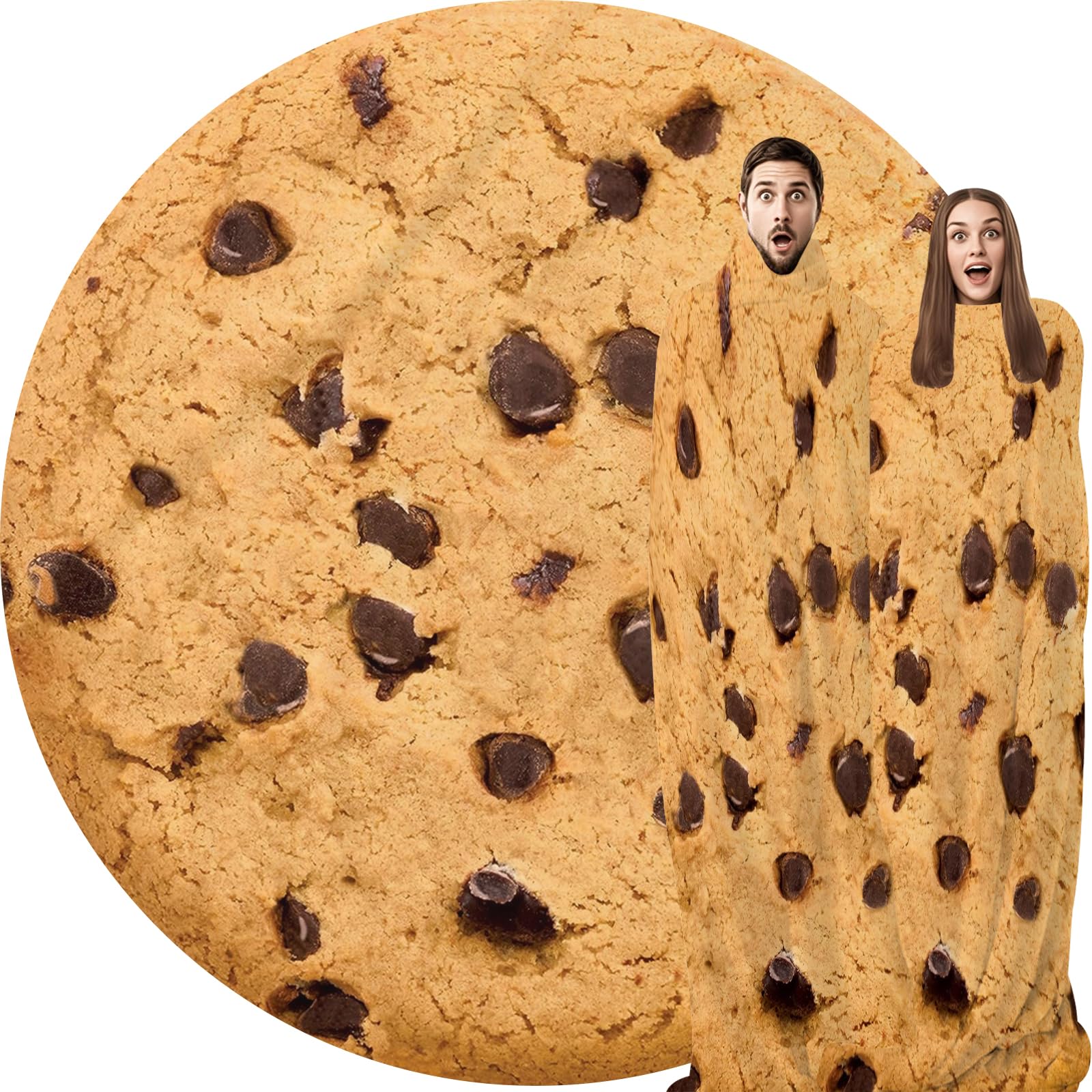 Abaysto Cookie Blanket for Adults & Kids, Soft Flannel Round Novelty Food Blanket, Giant Food Gift for Bedding, Crib, Sofa, Outdoors 200CM