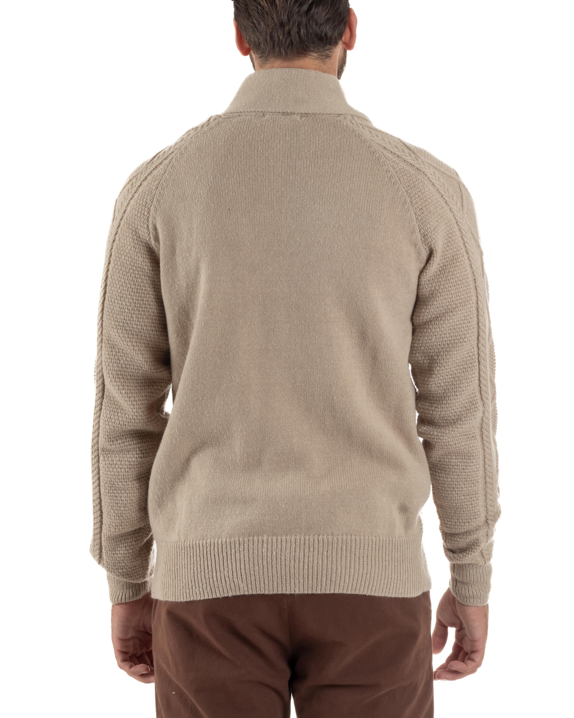 Cardigan Uomo Giacca con Bottoni Maglia Collo Sciallato Maglione con Trecce Vari Colori Casual