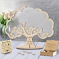 Vista 12 de Libro alternativo de corazón personalizado para libro de invitados con 30 a 100 corazones de madera, caja de madera personalizada para decoración