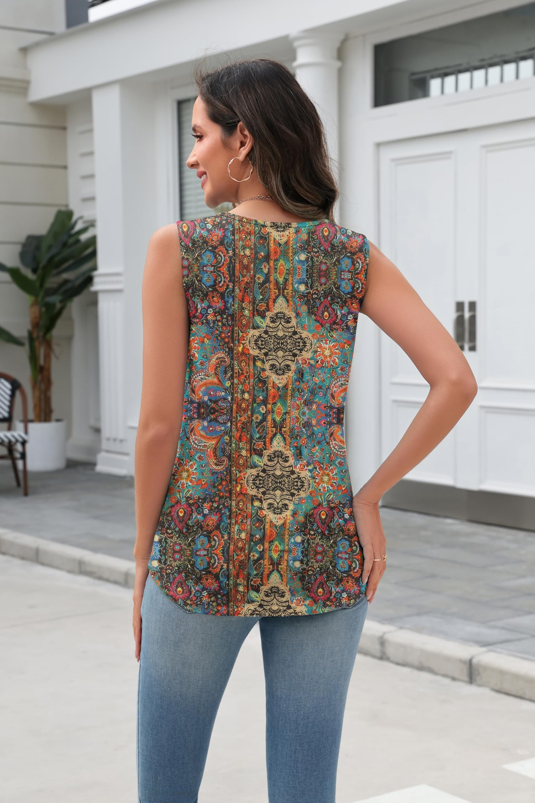Zeagoo Tank Top for Women V Neck Loose Fit Sleeveless Summer Tops Business Casual Outfits Dressy Blouses Shirts — view 3