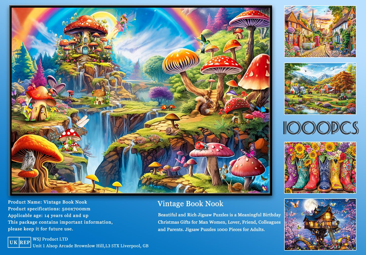 HUADADA 1000 Teile Puzzle - Bunte Pilze - Puzzle für Erwachsene und Kinder - Lernspiele - Bunte Puzzles für Heimdekoration