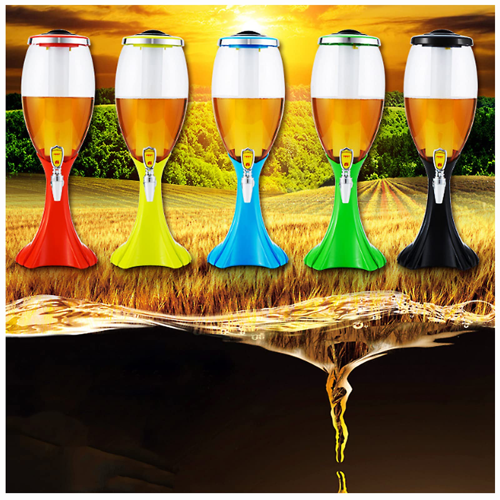 Barile di Birra, Birra Giraffa Barile di Birra Torre di Birra 3l, Molto Adatto Come Regalo per Lui, Bar di Famiglia, Festa (Nero)