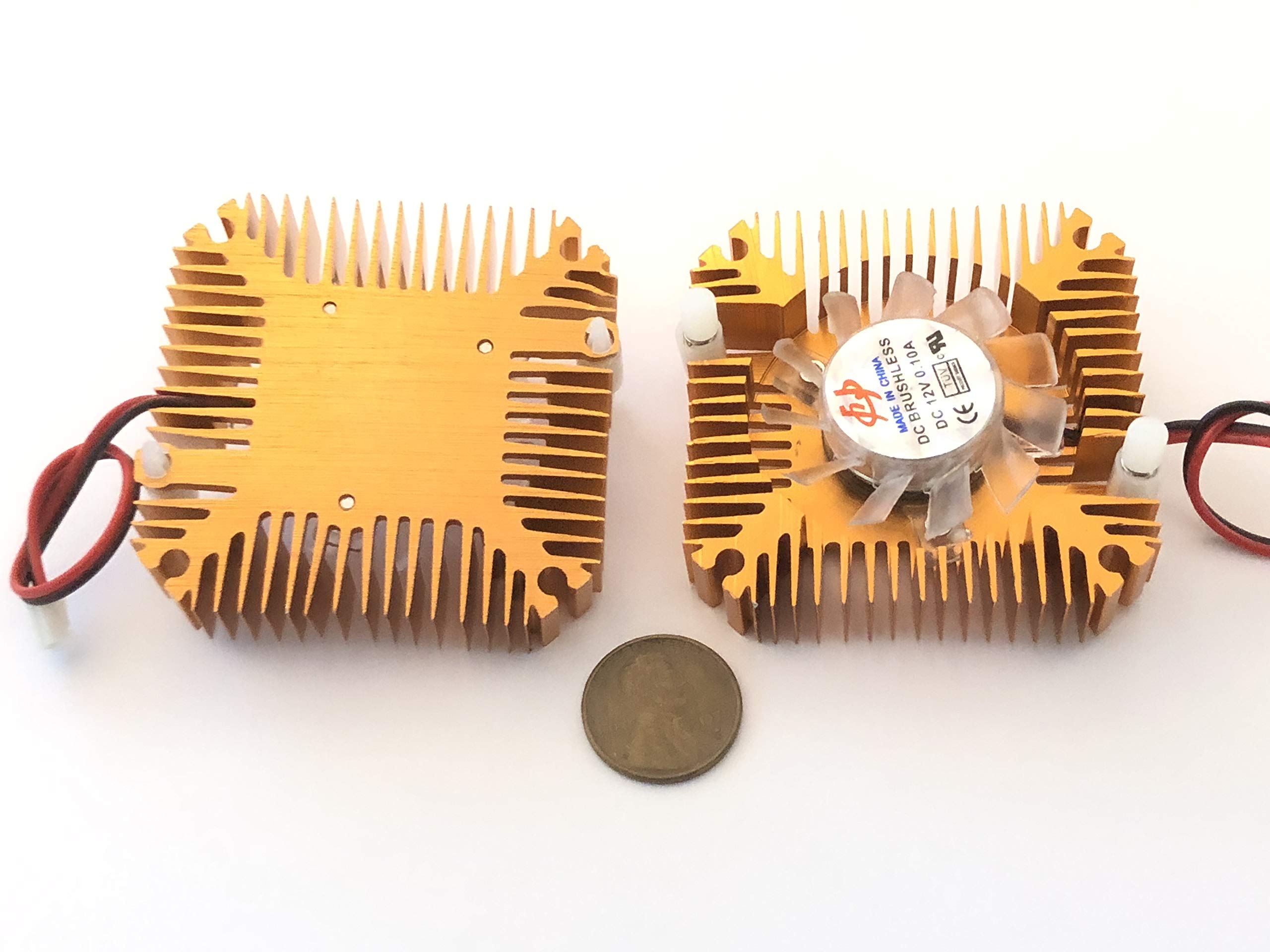 Buy 2 Pieces copper 12v 55mm 2PIN Aluminum Cooling Fan Heatsink Cooler