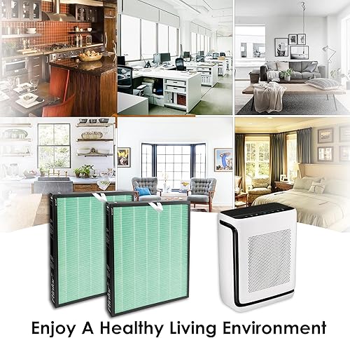 Miniatura 6 de Flintar Vital 100S Filtro de repuesto para absorción de humo y toxinas, compatible con el purificador de aire LEVOIT Vital 100S, H13 True HEPA +