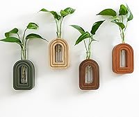 GRIDFORTE Wood Wall Arched Propagation Vases Set of 4 - Boho Hanging Plant Holders for Rustic Home Decor Bedroom Living Room