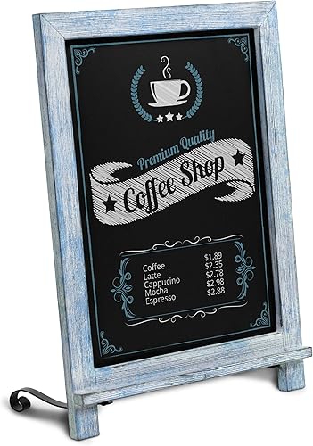 HBCY Creations - Pizarra de madera rústica con patas para mesa, letrero de mesa estilo vintage para boda, pizarra pequeña para notas en la encimera