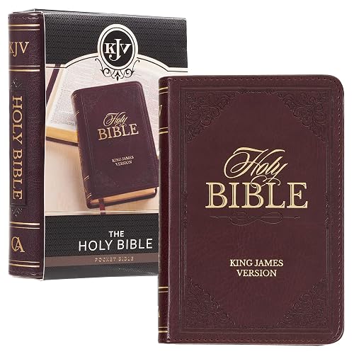 KJV Holy Bible, Mini Pocket Size, Faux Leather Red Letter Edition - Ribbon Marker, King James Version, Burgundy (KJV Pocket Editions)