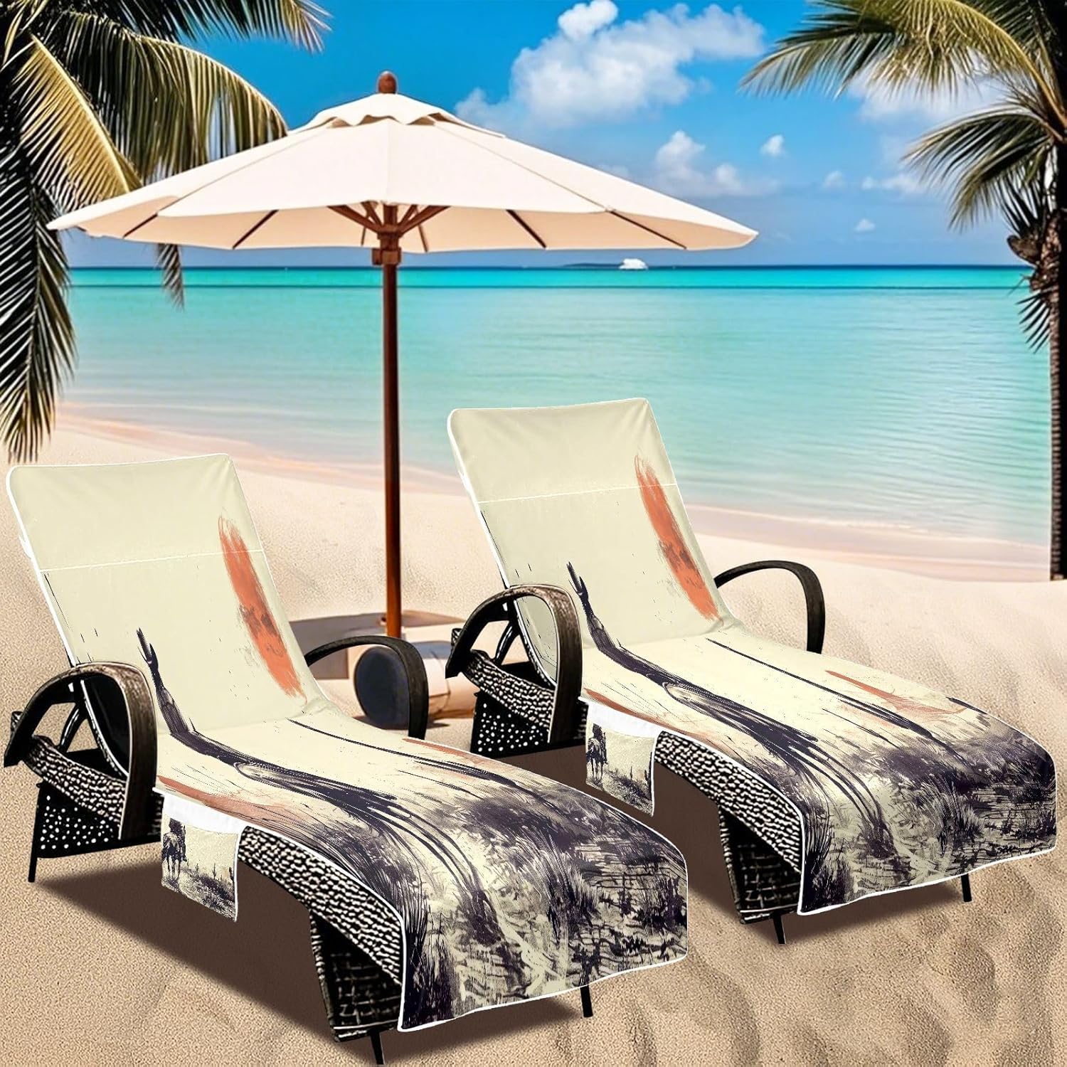 FRMG Cowboy American West Patio Chaise Lounge Covers Beach Chair Cover Beach Chair towel lounge chair towel cover A0900387a