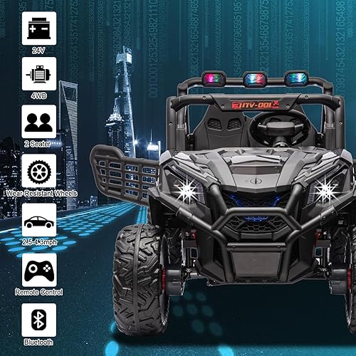 Miniatura 2 de vehículo utilitario todoterreno 24V de 2 plazas para niños, vehículo de control remoto, vehículo eléctrico para niños con música, Bluetooth,