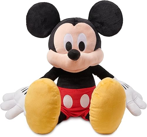 Miniatura 3 de Disney Store Peluche oficial de Mickey Mouse grande para niños, personaje de peluche con textura mullida y detalles bordados, cola suave, felpa