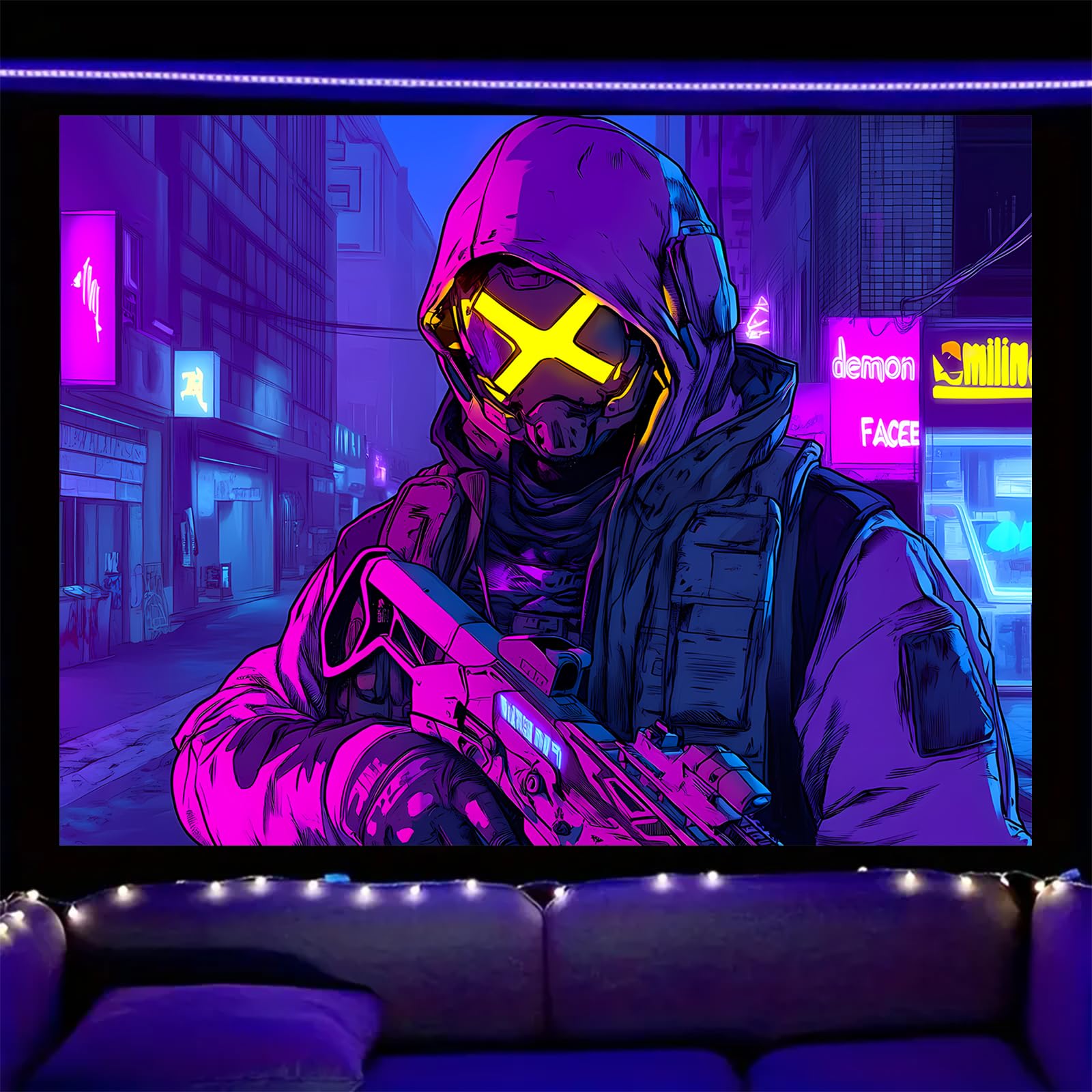 Nuxovilar Cyberpunk Figure Wall Tapestry Polyester 78.74x59.05 In